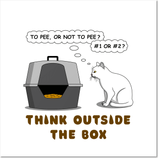 Think Outside the Box Funny Tshirt With Cat, Geeky Tshirt Men, Cat Tshirt Funny, Tshirt Gift Posters and Art